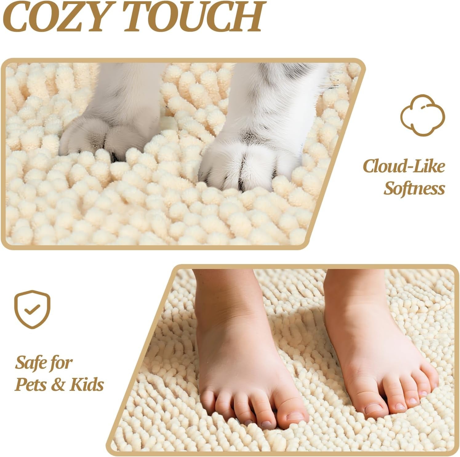 Dog Door Mat Absorpmax Dog Rug for Muddy Paw, Mat for Muddy Paw Door Indoor Floor Entryway, Waterproof Washable & Water Absorbent Dirt Trapper, 31" × 20", Beige