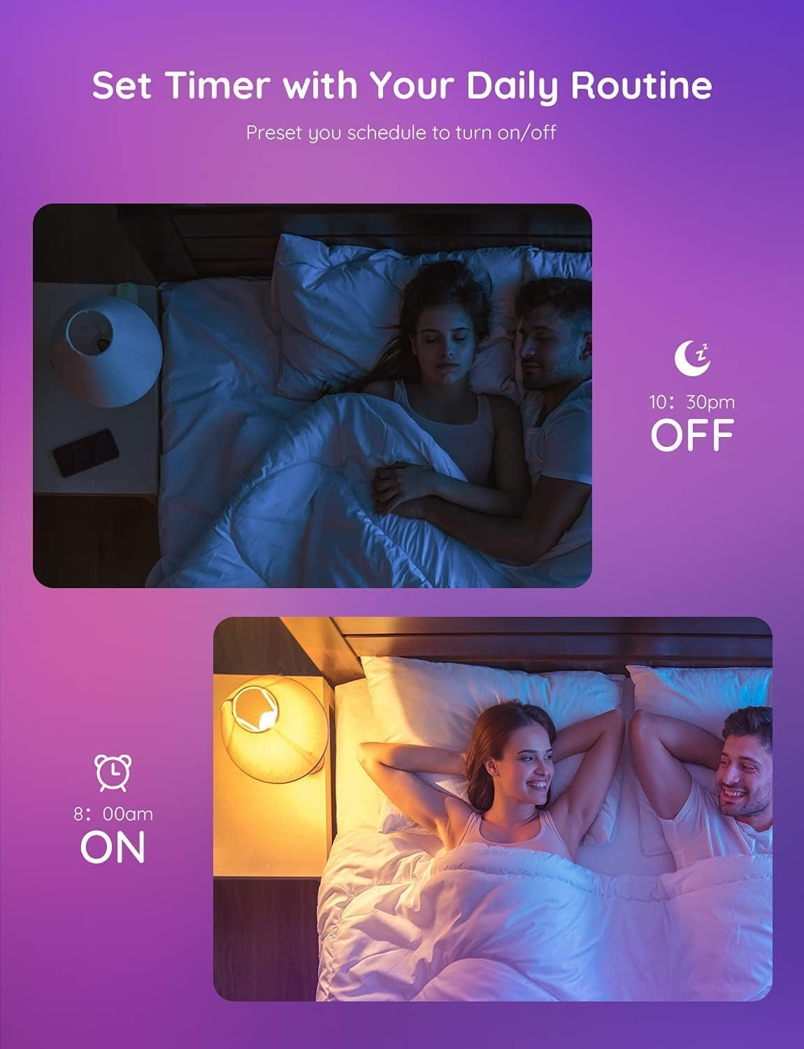 Smart Light Bulbs - Dimmable RGBWW Color Changing, Compatible with Alexa & Google Assistant, No Hub Required, 9W 60W Equivalent A19 LED for Bedroom Living Room (4 Pack)